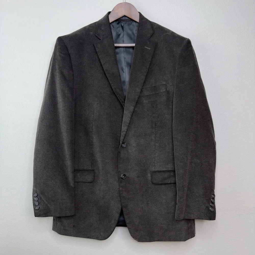 Chaps Ralph Lauren 42L Dark Chocolate Corduroy Sport Coat Blazer Business Preppy - Picture 1 of 13